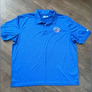 Size 2XL Russell Athletic Boise State royal blue polo shirt.  Like new.